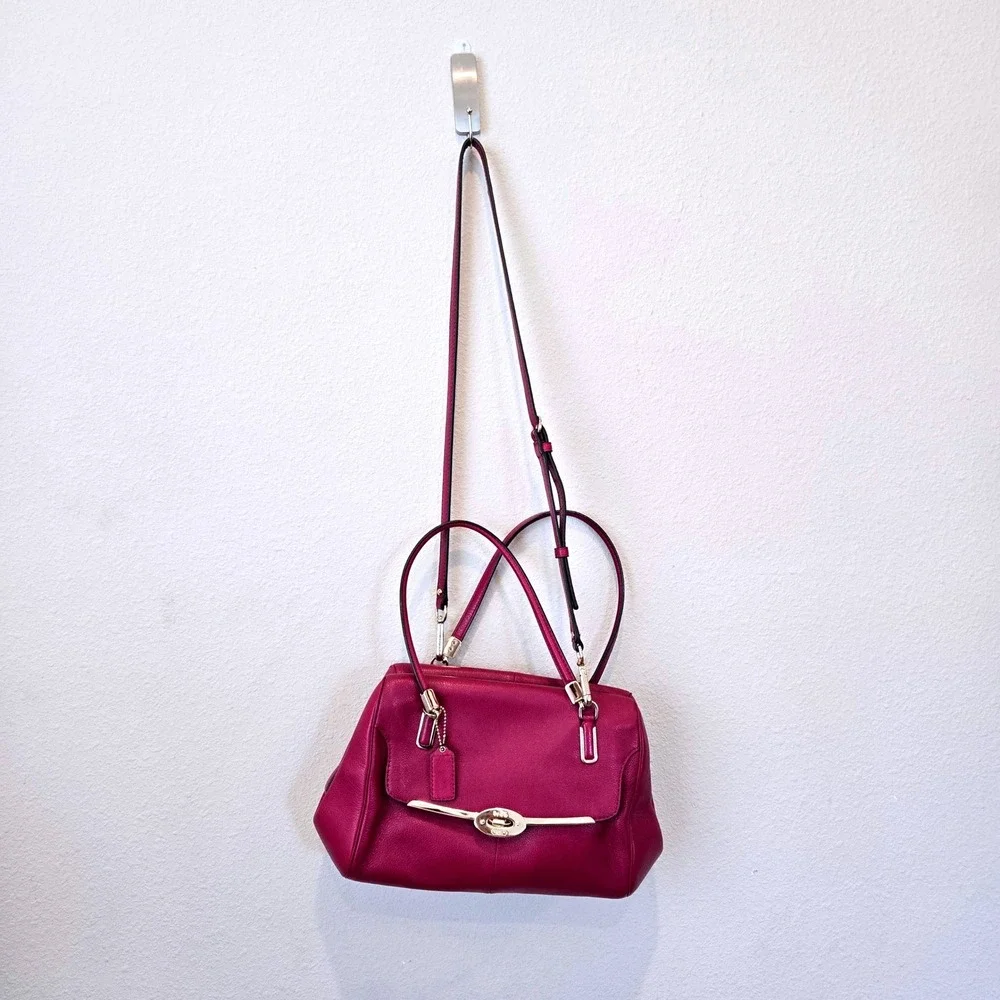 COACH Madeline Cranberry Leather Satchel, MSRP $298 Vintage Career